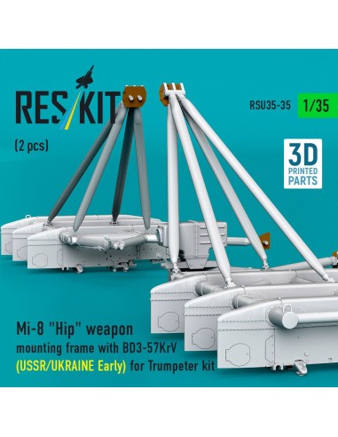 Mi-8 Hip weapon mounting frame with BD3-57KrV (USSR/UKRAINE Early) for Trumpeter kit (2 pcs) (3D Printed) 