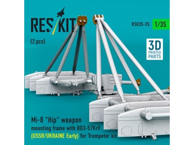 Mi-8 Hip weapon mounting frame with BD3-57KrV (USSR/UKRAINE Early) for Trumpeter kit (2 pcs) (3D Printed) 