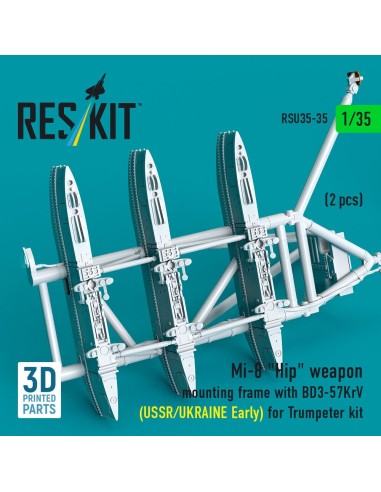 Mi-8 Hip weapon mounting frame with BD3-57KrV (USSR/UKRAINE Early) for Trumpeter kit (2 pcs) (3D Printed) 