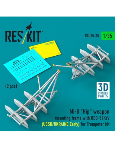 Mi-8 Hip weapon mounting frame with BD3-57KrV (USSR/UKRAINE Early) for Trumpeter kit (2 pcs) (3D Printed) 