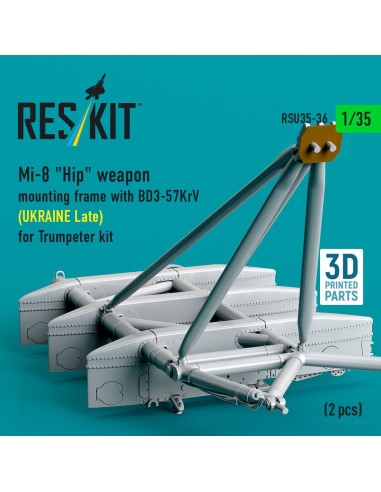 Mi-8 Hip weapon mounting frame with BD3-57KrV (UKRAINE Late) for Trumpeter kit (2 pcs) (3D Printed) 