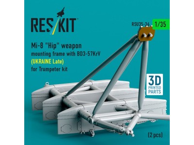 Mi-8 Hip weapon mounting frame with BD3-57KrV (UKRAINE Late) for Trumpeter kit (2 pcs) (3D Printed) 