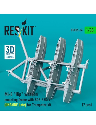 Mi-8 Hip weapon mounting frame with BD3-57KrV (UKRAINE Late) for Trumpeter kit (2 pcs) (3D Printed) 
