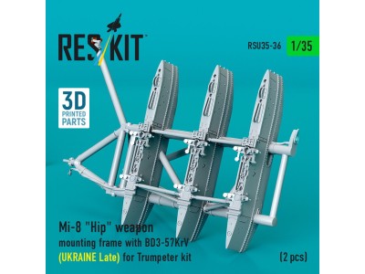 Mi-8 Hip weapon mounting frame with BD3-57KrV (UKRAINE Late) for Trumpeter kit (2 pcs) (3D Printed) 