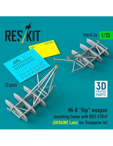 Mi-8 Hip weapon mounting frame with BD3-57KrV (UKRAINE Late) for Trumpeter kit (2 pcs) (3D Printed) 