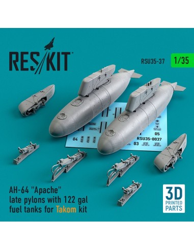 AH-64 Apache late pylons with 122 gal fuel tanks for Takom kit (3D Printed) 