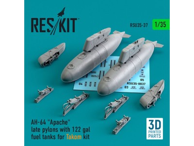 AH-64 Apache late pylons with 122 gal fuel tanks for Takom kit (3D Printed) 