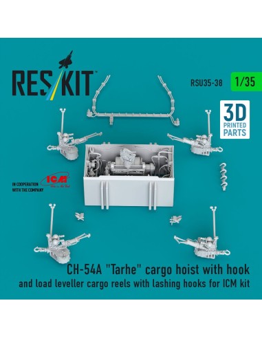 CH-54A Tarhe cargo hoist with hook and load leveller cargo reels with lashing hooks for ICM kit (3D Printed) 