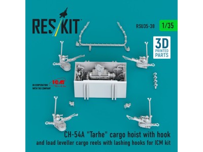 CH-54A Tarhe cargo hoist with hook and load leveller cargo reels with lashing hooks for ICM kit (3D Printed) 