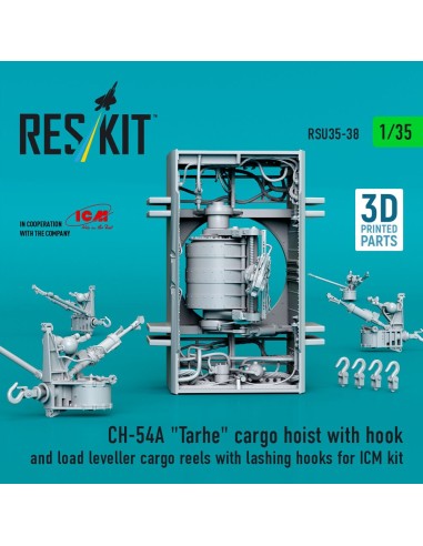 CH-54A Tarhe cargo hoist with hook and load leveller cargo reels with lashing hooks for ICM kit (3D Printed) 