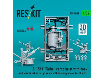 CH-54A Tarhe cargo hoist with hook and load leveller cargo reels with lashing hooks for ICM kit (3D Printed) 