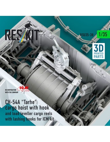 CH-54A Tarhe cargo hoist with hook and load leveller cargo reels with lashing hooks for ICM kit (3D Printed) 