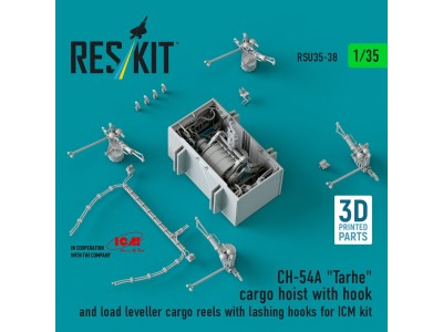 CH-54A Tarhe cargo hoist with hook and load leveller cargo reels with lashing hooks for ICM kit (3D Printed) 