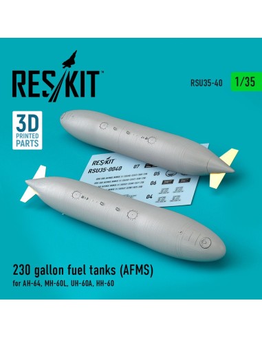 230 gallon fuel tanks (AFMS) for AH-64, MH-60L, UH-60A, HH-60 (2 pcs) (3D Printed) 