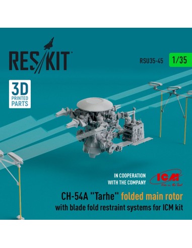 CH-54A Tarhe folded main rotor with blade fold restraint systems for ICM kit (3D Printed) 