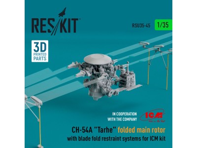 CH-54A Tarhe folded main rotor with blade fold restraint systems for ICM kit (3D Printed) 
