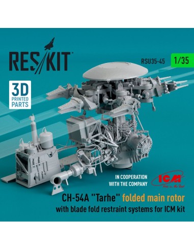 CH-54A Tarhe folded main rotor with blade fold restraint systems for ICM kit (3D Printed) 