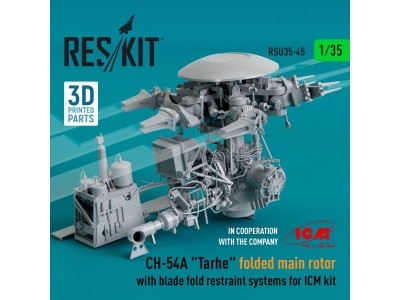 CH-54A Tarhe folded main rotor with blade fold restraint systems for ICM kit (3D Printed) 
