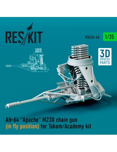 AH-64 Apache M230 chain gun (in fly position) for Takom/Academy kit (3D Printed) 