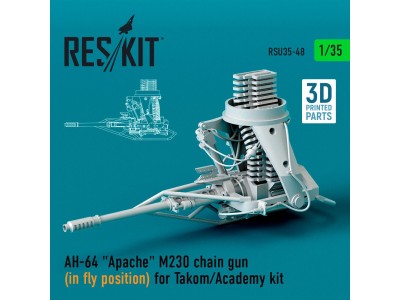 AH-64 Apache M230 chain gun (in fly position) for Takom/Academy kit (3D Printed) 