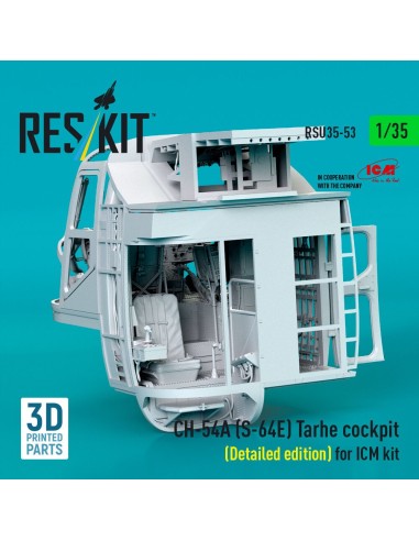 CH-54A (S-64E) Tarhe cockpit (Detailed edition) for ICM kit (3D Printed) 