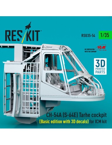 CH-54A (S-64E) Tarhe cockpit (Basic edition with 3D decals) for ICM kit (3D Printed) 