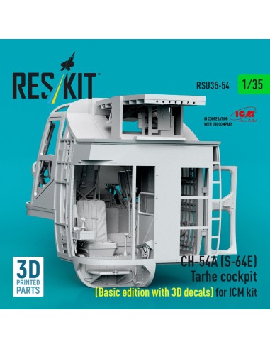 CH-54A (S-64E) Tarhe cockpit (Basic edition with 3D decals) for ICM kit (3D Printed) 