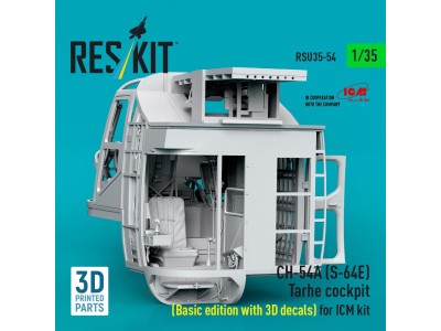 CH-54A (S-64E) Tarhe cockpit (Basic edition with 3D decals) for ICM kit (3D Printed) 