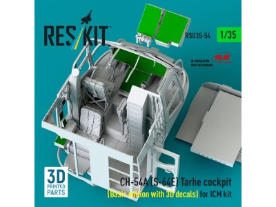 CH-54A (S-64E) Tarhe cockpit (Basic edition with 3D decals) for ICM kit (3D Printed) 