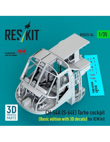 CH-54A (S-64E) Tarhe cockpit (Basic edition with 3D decals) for ICM kit (3D Printed) 