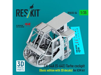 CH-54A (S-64E) Tarhe cockpit (Basic edition with 3D decals) for ICM kit (3D Printed) 