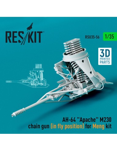 AH-64 Apache M230 chain gun (in fly position) for Meng kit (3D Printed) 