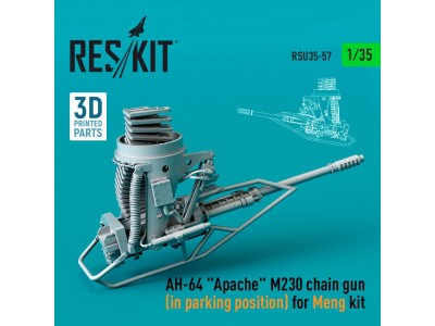 AH-64 Apache M230 chain gun (in parking position) for Meng kit (3D Printed) 