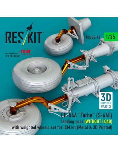 CH-54A Tarhe(S-64E) landing gear (WITHOUT LOAD) with weighted wheels set for ICM kit (Metal & 3D Printed) 