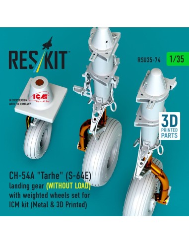 CH-54A Tarhe(S-64E) landing gear (WITHOUT LOAD) with weighted wheels set for ICM kit (Metal & 3D Printed) 