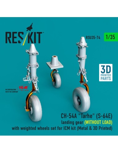 CH-54A Tarhe(S-64E) landing gear (WITHOUT LOAD) with weighted wheels set for ICM kit (Metal & 3D Printed) 