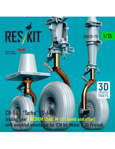 CH-54A Tarhe(S-64E) landing gear (MEDIUM LOAD, M-121 bomb and other) with weighted wheels set for ICM kit (Metal & 3D Printed) 
