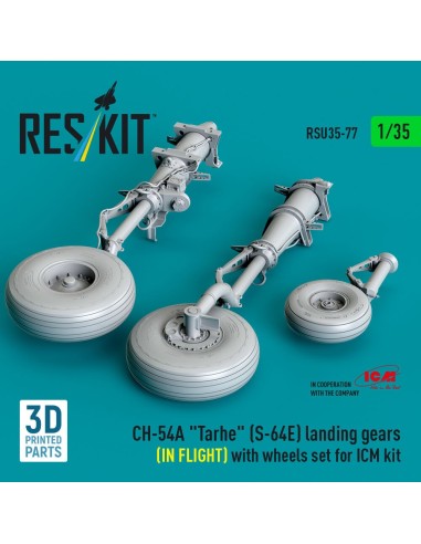 CH-54A Tarhe(S-64E) landing gear (IN FLIGHT) with wheels set for ICM kit (3D Printed) 