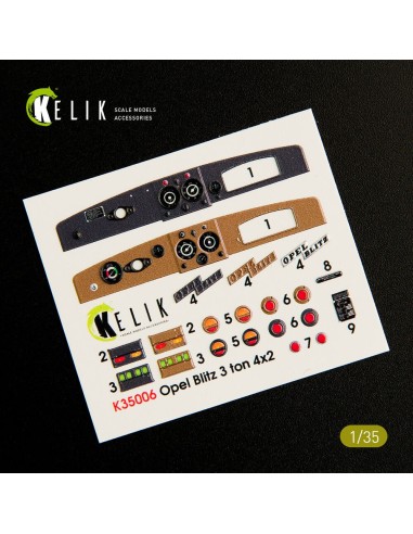 Opel Blitz 3ton 4x2 interior 3D decals for Tamiya kit 
