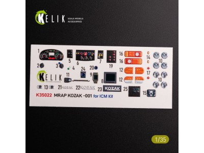 Kozak-001 Ukrainian MRAP 3D decals for ICM kit 