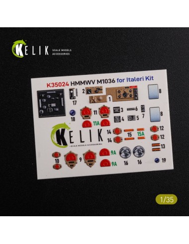 “HUMVEE” HMMWV M1036 with TOW Desert version Interior 3D Decal for Italeri kit 