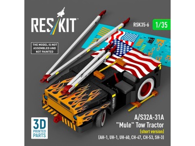 A/S32A-31A Mule Tow Tractor (short version) (AH-1, UH-1, UH-60, CH-47, CH-53, SH-3) (3D Printed model kit) 