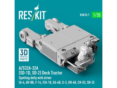 A/S32A-32A (SD-1D, SD-2) Deck Tractor Spotting dolly with driver (UH-60, CH-53, SH-3) (3D Printed model kit) 