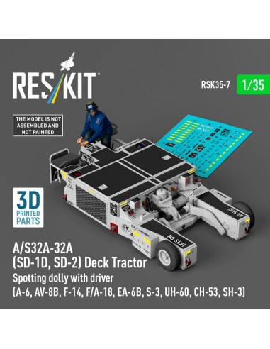A/S32A-32A (SD-1D, SD-2) Deck Tractor Spotting dolly with driver (UH-60, CH-53, SH-3) (3D Printed model kit) 