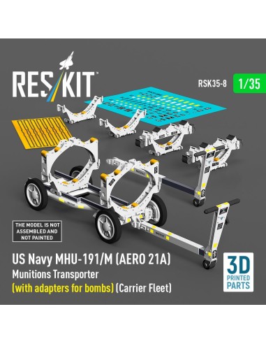 US NAVY MHU-191/M (AERO 21A) Munitions Transporter (with adapters for bombs) (Carrier Fleet) (3D Printed model kit) 