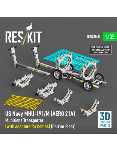 US NAVY MHU-191/M (AERO 21A) Munitions Transporter (with adapters for bombs) (Carrier Fleet) (3D Printed model kit) 