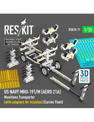 US NAVY MHU-191/M (AERO 21A) Munitions Transporter (with adapters for missiles) (Carrier Fleet) (3D Printed model kit) 