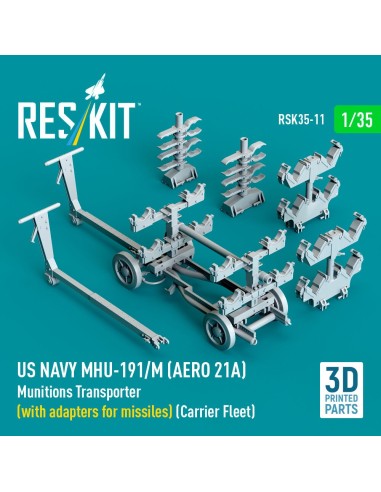 US NAVY MHU-191/M (AERO 21A) Munitions Transporter (with adapters for missiles) (Carrier Fleet) (3D Printed model kit) 