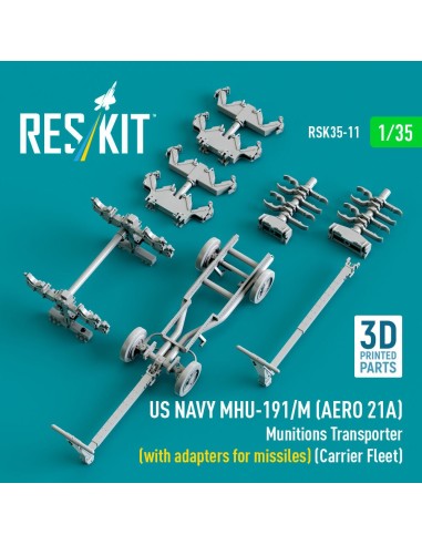 US NAVY MHU-191/M (AERO 21A) Munitions Transporter (with adapters for missiles) (Carrier Fleet) (3D Printed model kit) 