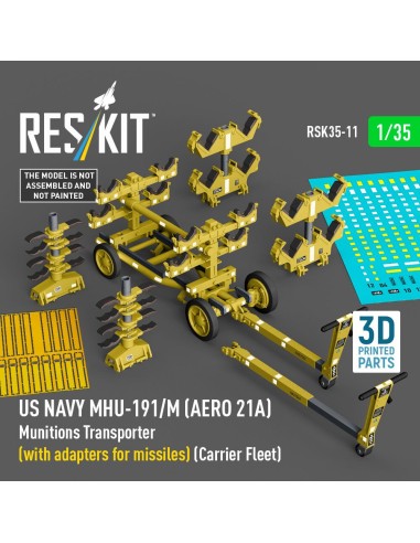 US NAVY MHU-191/M (AERO 21A) Munitions Transporter (with adapters for missiles) (Carrier Fleet) (3D Printed model kit) 
